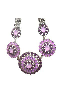 Bib Necklace Gold-tone Chain Purple Statement Jewelry white house black market